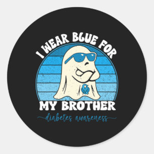 Groovy Ich trage Blau für meinen Bruder Diabetes T Runder Aufkleber