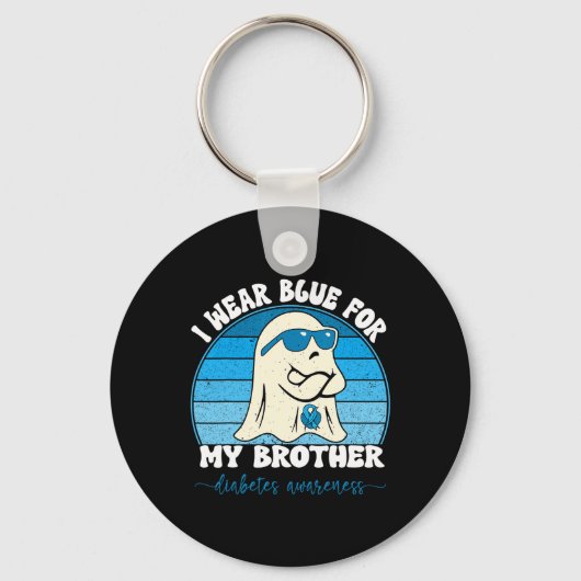 Groovy Ich trage Blau für meinen Bruder Diabetes T Schlüsselanhänger (Vorderseite)