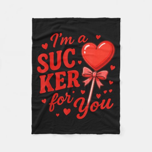 Groovy I'm A Sucker For You Retro Heart Candy Vale Fleecedecke (Vorderseite)