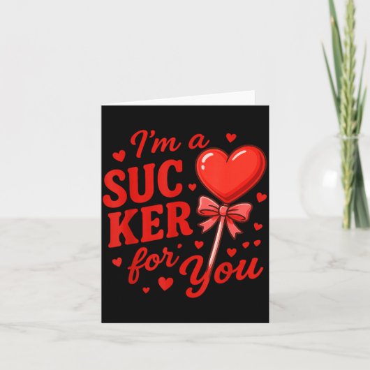Groovy I'm A Sucker For You Retro Heart Candy Vale Karte (Vorderseite)