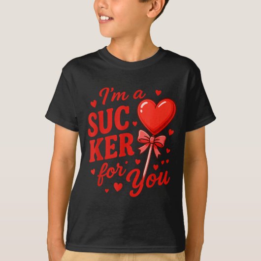 Groovy I'm A Sucker For You Retro Heart Candy Vale T-Shirt (Vorderseite)