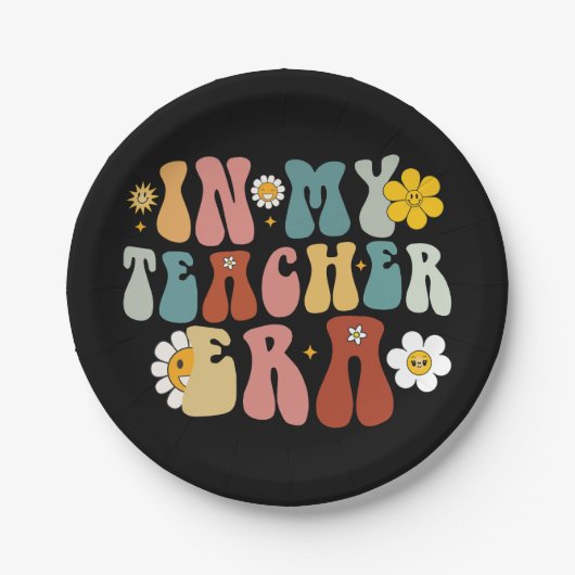 Groovy in meiner Lehrerzeit zurück zum Schullehrer Pappteller (Vorderseite)