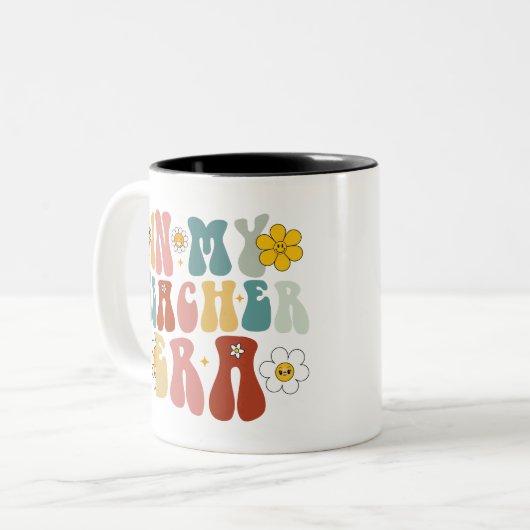 Groovy in meiner Lehrerzeit zurück zum Schullehrer Zweifarbige Tasse (Vorderseite Links)