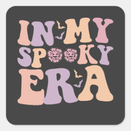 Groovy in meiner spöttischen Ära Halloween Ghost R Quadratischer Aufkleber