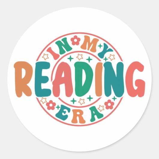 Groovy "In My Reading Era" Wavy Font Graphic Runder Aufkleber (Vorderseite)