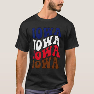 Groovy Iowa Staat Zuhause I Liebe Iowa Flag Patrio T-Shirt