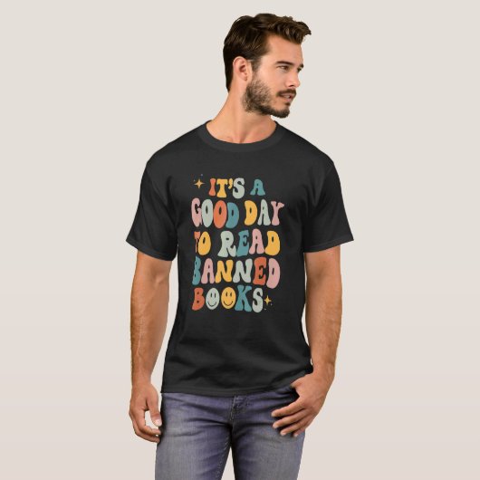 Groovy It's A Good Day To Read Banned Books Librar T-Shirt (Vorne ganz)