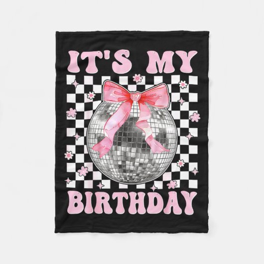 Groovy It's My Birthday Teens Girls Disco Ball Coq Fleecedecke (Vorderseite)