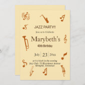 Groovy Jazz Themed Birthday Einladung (Vorne/Hinten)