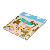 Groovy Jet Set Pool Party Retro Art Cartoon Fliese (Seite)