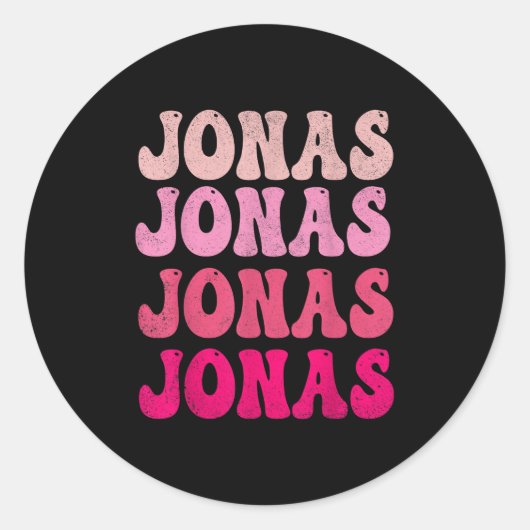 Groovy Jonas First Name D I Love Jonas Tees Meme  Runder Aufkleber (Vorderseite)