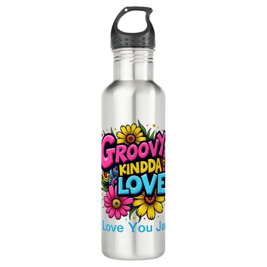 Groovy Kinda Liebe Edelstahlflasche (Vorderseite)