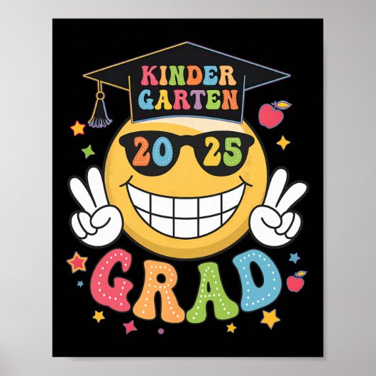 Groovy-Kindergarten-Absolvent Glückliche Abschluss Poster (Vorne)