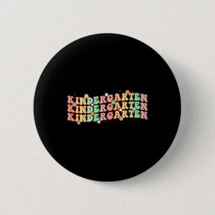 Groovy Kindergarten Vibes Face Retro Lehrer zurück Button