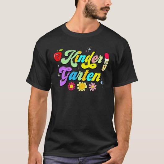 Groovy Kindergarten Vibes Retro Back To School Tee (Vorderseite)