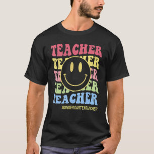 Groovy Kindergarten Vibes Retro Gesicht Lehrer Rüc T-Shirt