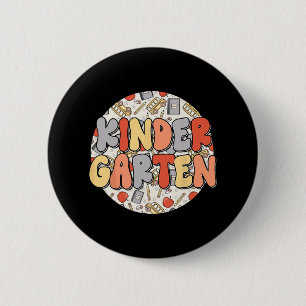Groovy Kindergarten Vibes Retro Lehrer Kinder zurü Button