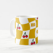 Groovy Kirsch Schachbrett Küchen Kitsch Mama Kaffeetasse (Vorderseite Links)