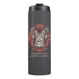 Groovy Kitty Vibe Tumbler - Silver Tabby Thermosbecher