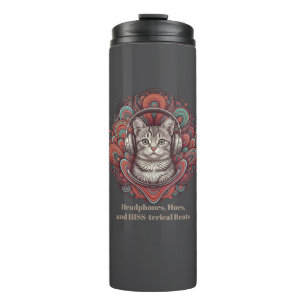 Groovy Kitty Vibe Tumbler - Silver Tabby Thermosbecher