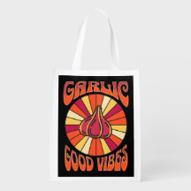 Groovy Knoblauch Gute Vibes Wiederverwendbare Tasc