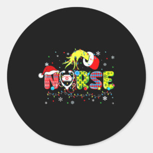 Groovy Krankenschwester Weihnachten Xmas Santa Rn  Runder Aufkleber
