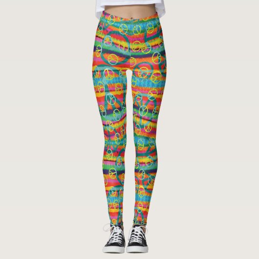 Groovy Krawatten-Friedenszeichen Leggings (Vorderseite)
