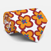 Groovy Kunst-Mandarine-Blumen-Krawatte des Krawatte (Gerollt)