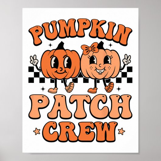 Groovy Kürbisfeld-Crew-Squad Thanksgiving Herbst Poster (Vorne)