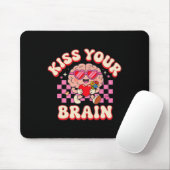 Groovy Küss Dein Gehirn Retro Valentinstag Lehrer Mousepad (Mit Mouse)