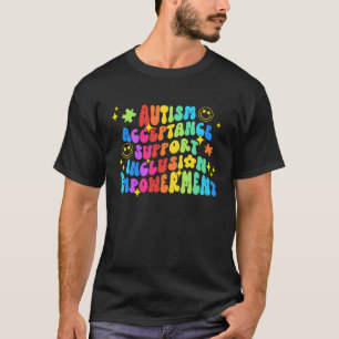 Groovy-Lächeln-Gesicht Autismus-Bewusstseinsmonat  T-Shirt