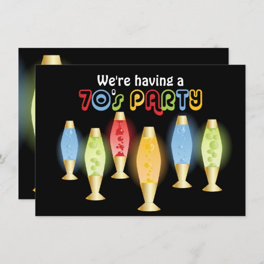 Groovy Lampen-70er Party Einladung (Vorne/Hinten)