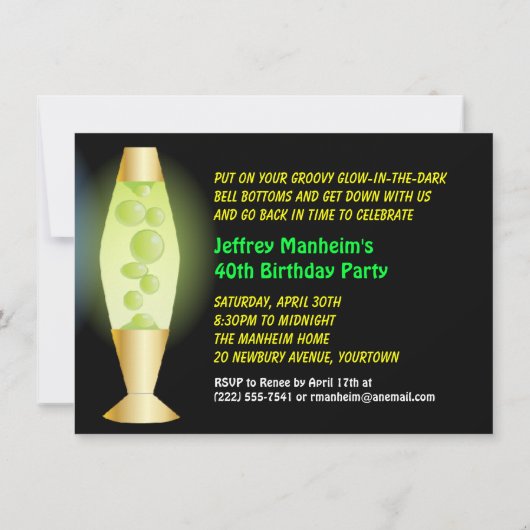 Groovy Lampen-70er Party Einladung (Rückseite)