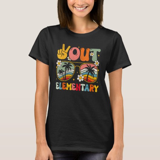 Groovy Last Day of School Peace Out Elementary Tea T-Shirt (Vorderseite)