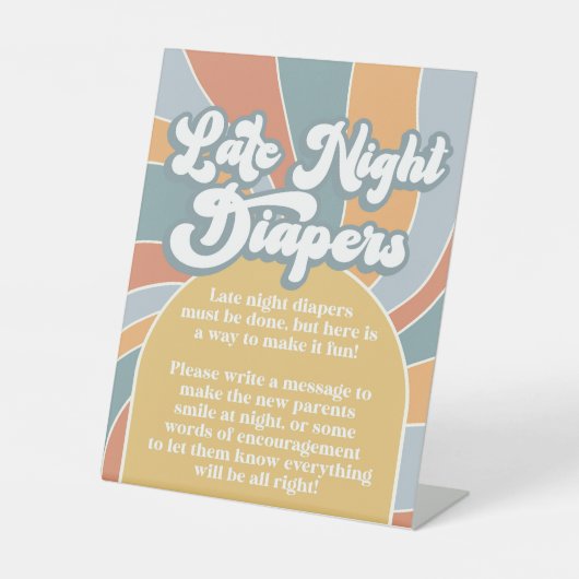 Groovy Late Night Diapers Retro Sonnenscheindusche Sockelschild (Vorderseite)