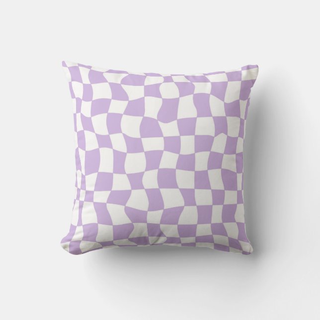 Groovy Lavender White Karos Checkered Kissen (Vorderseite)