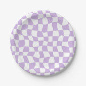 Groovy Lavender White Karos Checkered Pappteller (Vorderseite)