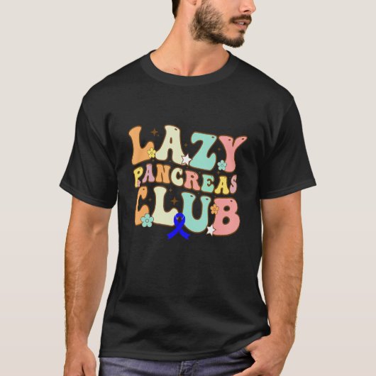 Groovy Lazy Pankreas Club Diabetes Awareness Blue T-Shirt (Vorderseite)