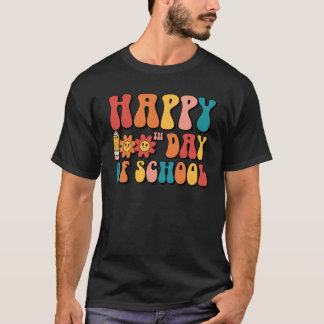 Groovy Lehrer 100 Tage Schule Schüler Glücklich 10 T-Shirt