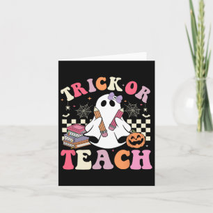 Groovy Lehrer Halloween Trick oder lehren Retro Ni Karte