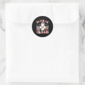 Groovy Lehrer Halloween Trick oder lehren Retro Ni Runder Aufkleber (Tasche)