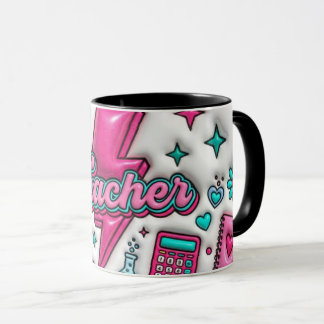 Groovy Lehrer Retro Rosa & Türkis 11oz Kombi-Tasse Tasse