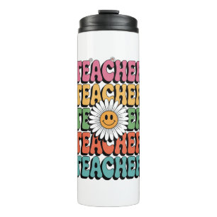Groovy Lehrer Süße Gänseblümchen Retro Zurück in d Thermosbecher
