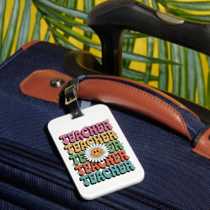 Groovy Lehrer Süße Gänseblümchen Retro Zurück zur  Gepäckanhänger
