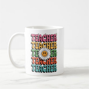 Groovy Lehrer Süße Gänseblümchen Retro Zurück zur Kaffeetasse