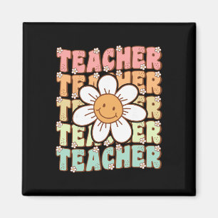 Groovy Lehrer Süße Gänseblümchen Retro Zurück zur Magnet