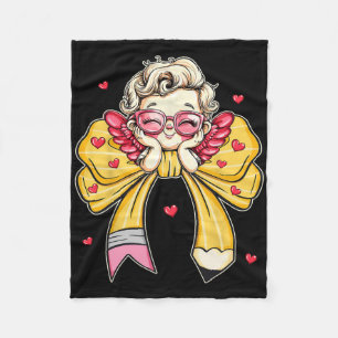 Groovy-Lehrer-Valentinstag-Kokette-Bow-Bleistift-L Fleecedecke