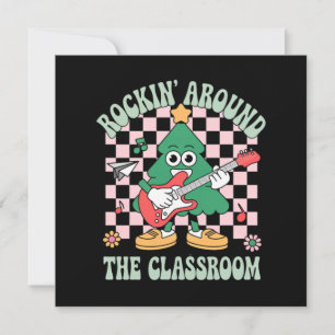 Groovy-Lehrer Xmas Rockin 'Around The Classroom Feiertagskarte