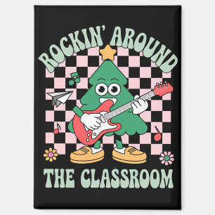 Groovy Lehrer Xmas Rockin' Around The Classroom Magnet