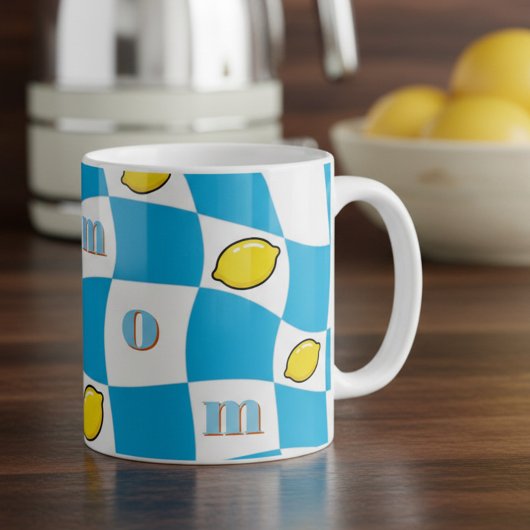 Groovy Lemons Checkerboard Kitchen Kitsch Mom Kaffeetasse